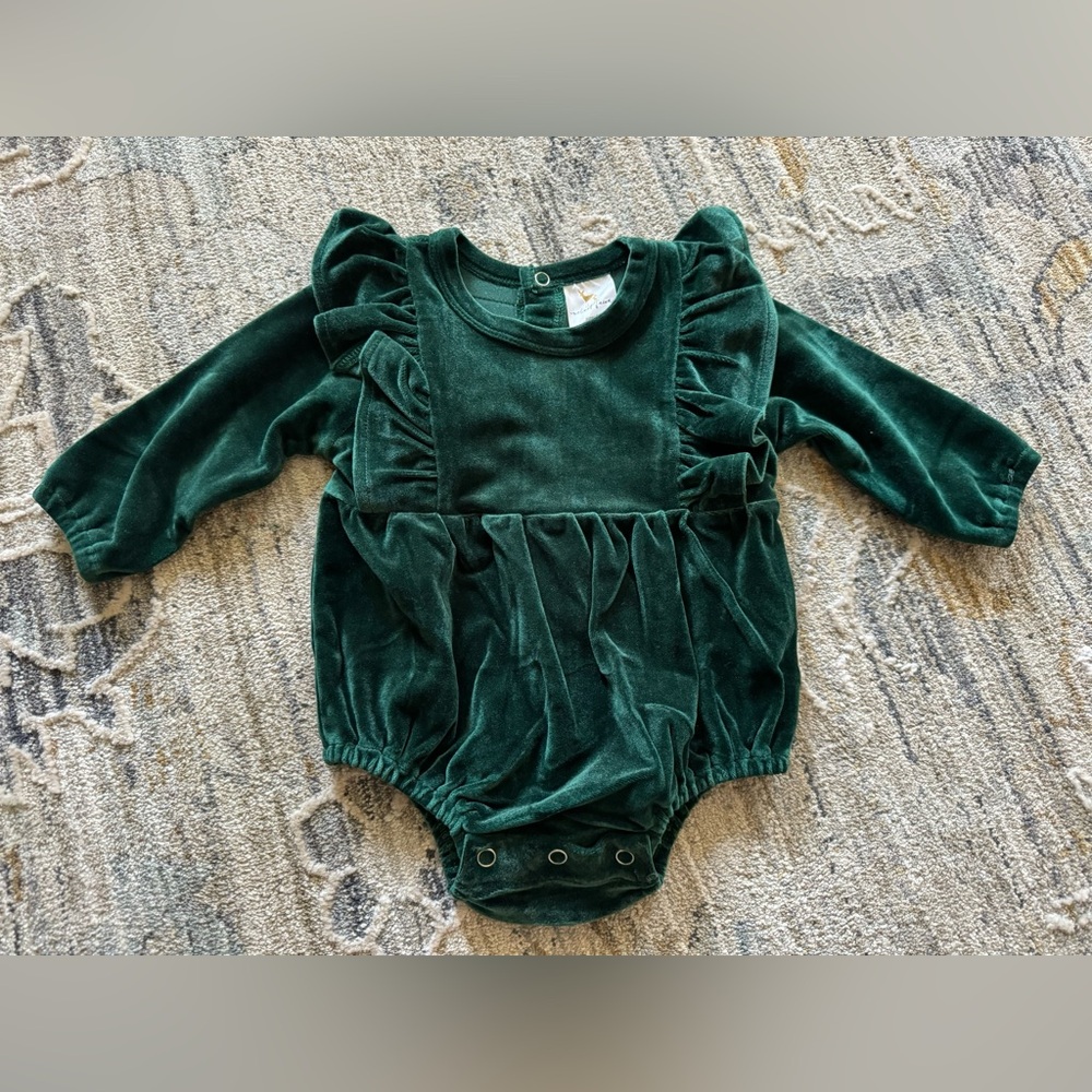 Green velvet romper